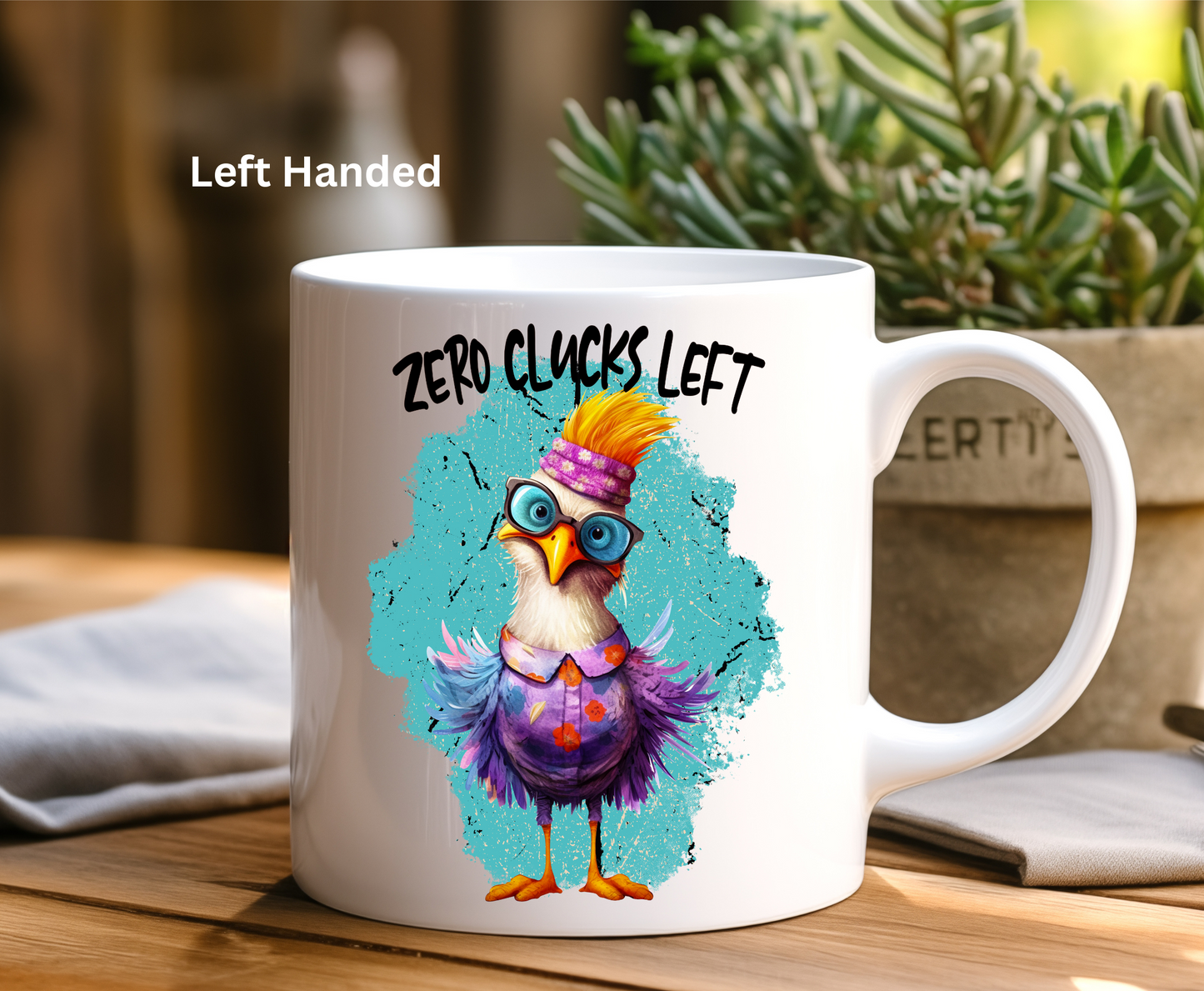 zero clucks left mug