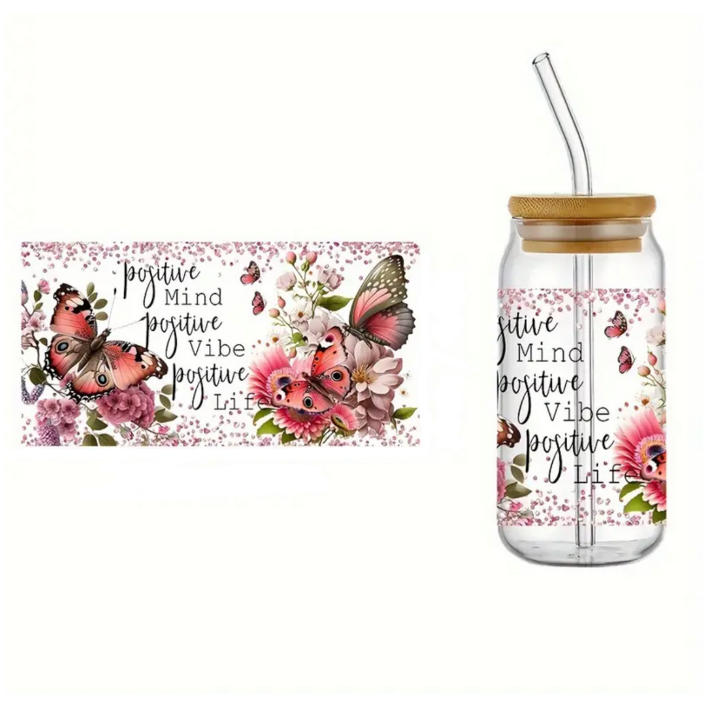 Positive Vibes DTF wrapped 16oz tumbler