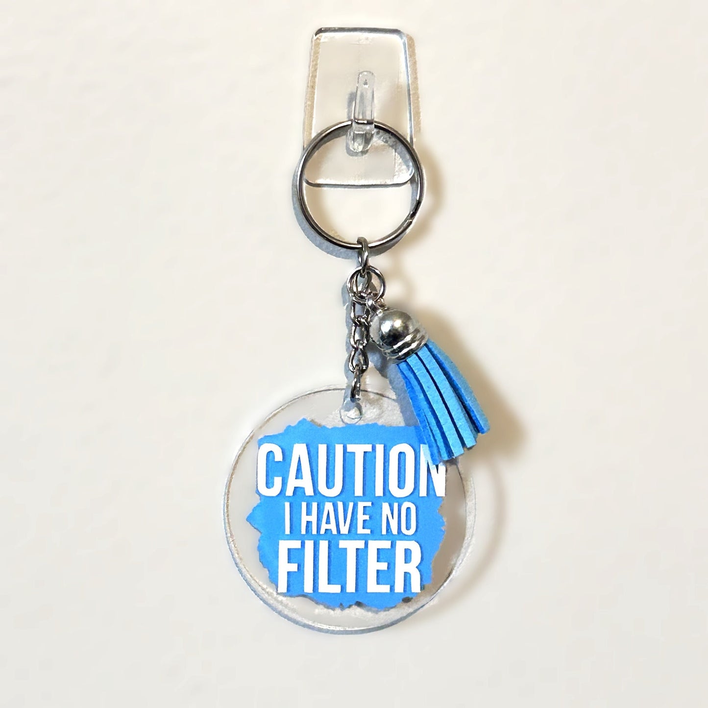 Caution I have no filter 2" acrylic keychain permanent vinyl 
